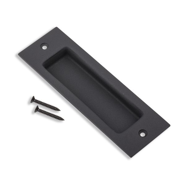 Hardware Rectangle Flus Pull Matte Black Product Float Angled