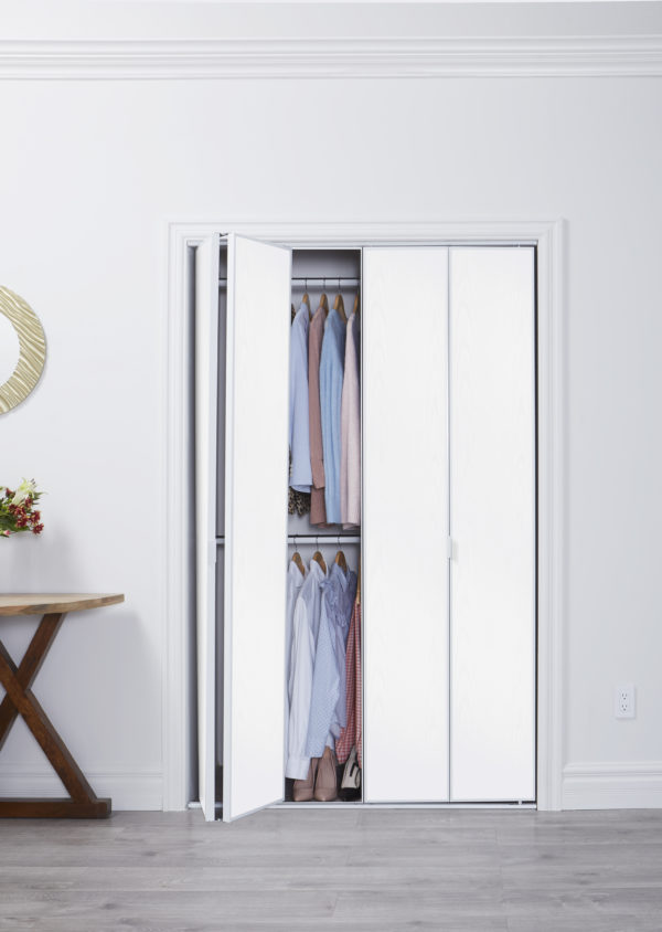 Parsons Flush White Wood Textured Double Open Lifestyle