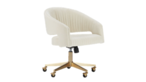 plush-chair White plush desk chair with gold wheels