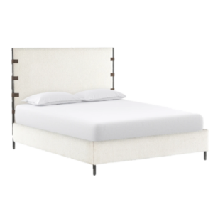 upholstered-bed White upholstered bed frame.