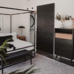 bathroom barn door in brown