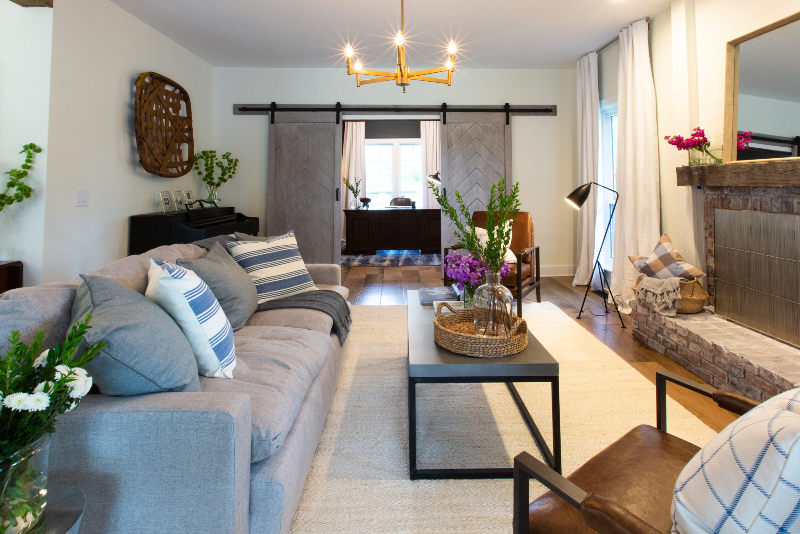 Herringbone Barn Door Satin Nickel Grey Biparting Biparting Living Room Barn Doors in Herringbone Barn Door Satin Nickel Grey